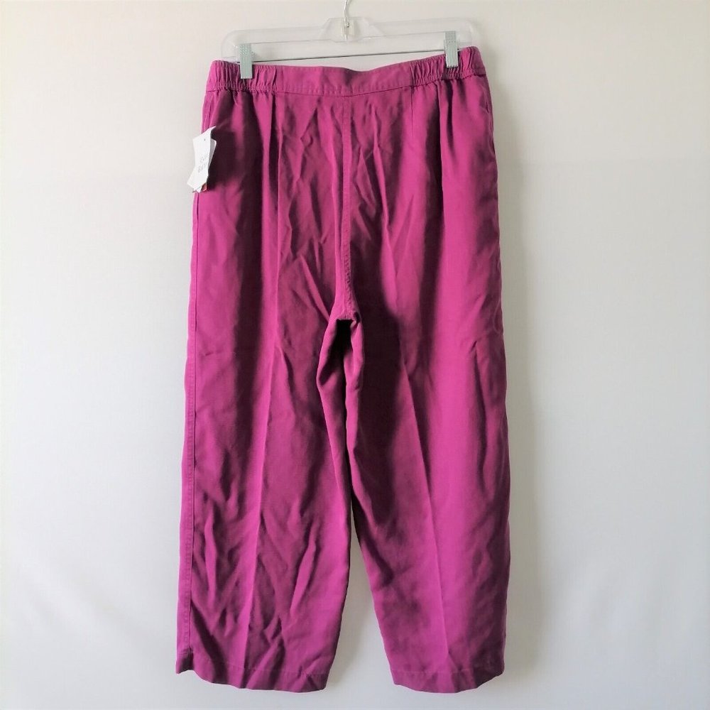 JM Collection Womens Fuchsia Pink High Rise Drawstring Capri Pants Size 10 - Picture 4 of 6